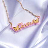 Customized ACRYLIC NAMEPLATE NECKLACE(Butterfly with Aromia Script)