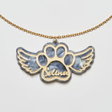Customized ACRYLIC NAMEPLATE NECKLACE(Pet Wing with Aromia Script)