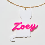 Customized ACRYLIC NAMEPLATE NECKLACE(Cat with Aromia Script)