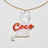 Customized ACRYLIC NAMEPLATE NECKLACE(Cat with Aromia Script)