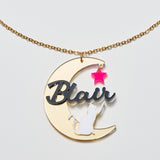 Customized ACRYLIC NAMEPLATE NECKLACE(Star Cat with Aromia Script)