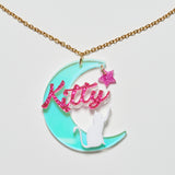 Customized ACRYLIC NAMEPLATE NECKLACE(Star Cat with Aromia Script)