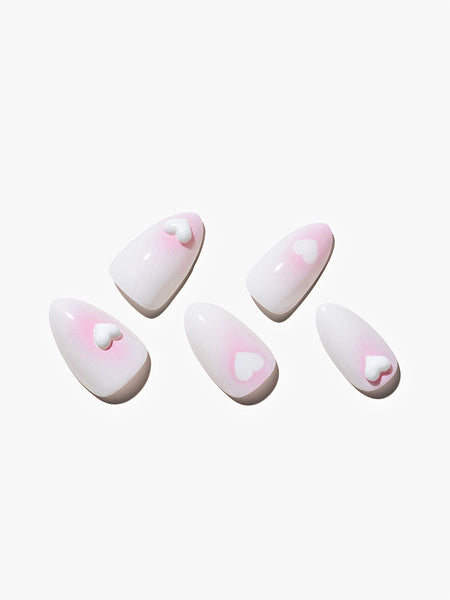 Tickled Pink (Handmade), manicure, heart, 3D art, real nail gel