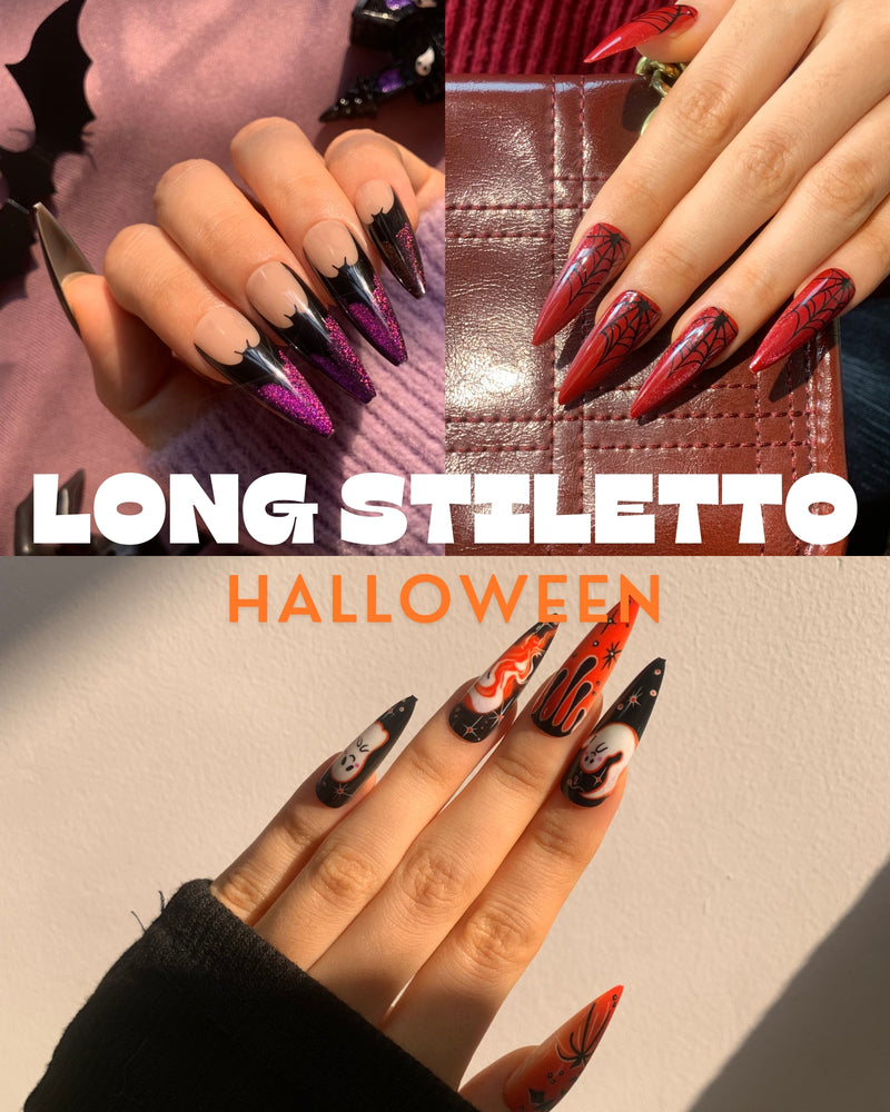 Halloween Long Stiletto Nail Sets / 3 PCS