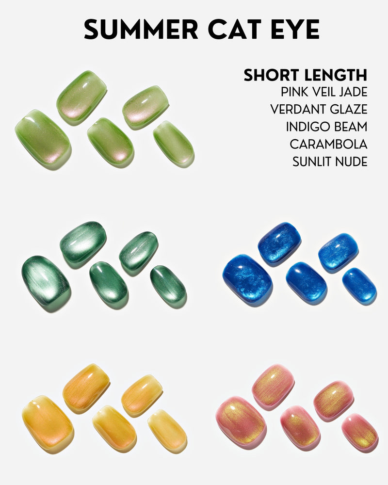 Summer Cat Eye Nail Sets / 5 PCS