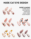 Nude Cat Eye Design Nail Sets / 5 PCS