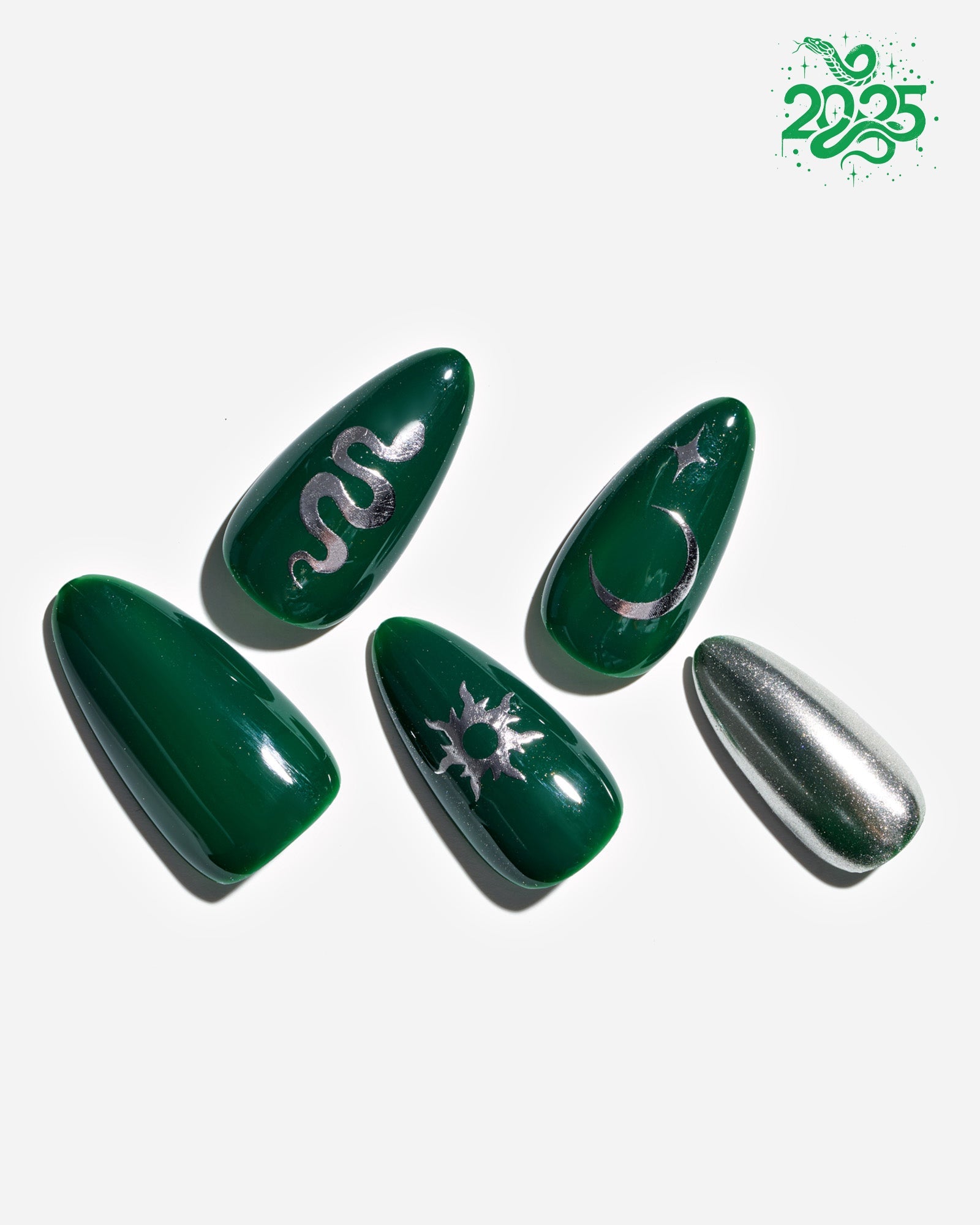 Medium Nail Gemstone Accents Inspired by Ancient Serpent