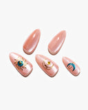 Nude Cat Eye Design Nail Sets / 5 PCS