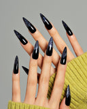Onyx Glitz (Handmade)/ Long Stiletto