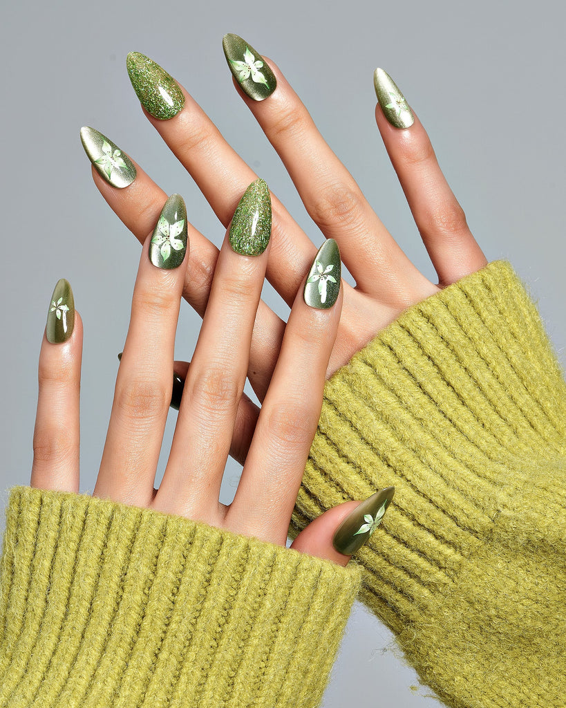 Spring Pulse(Handmade)|manicure|real nail gel|cat eye|spring|flower ...