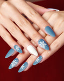 Christmas Blue Snowflakes/Almond