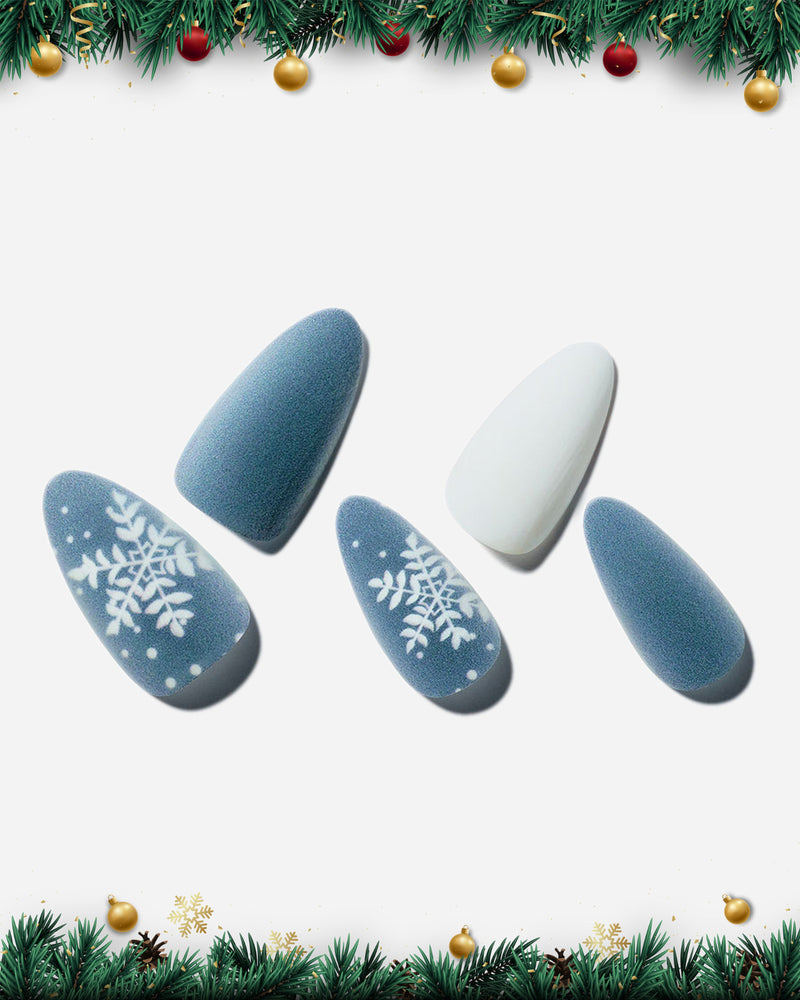 Christmas Blue Snowflakes/ Almond