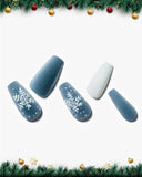 Christmas Blue Snowflakes/ Medium Long Coffin