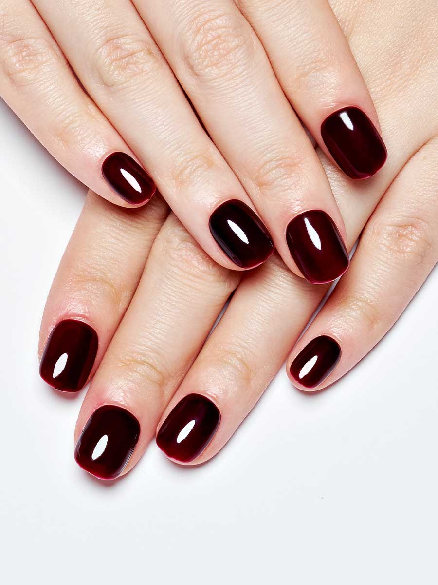 Dark red gel nails | Red gel nails, Dark red nails, Gel nails