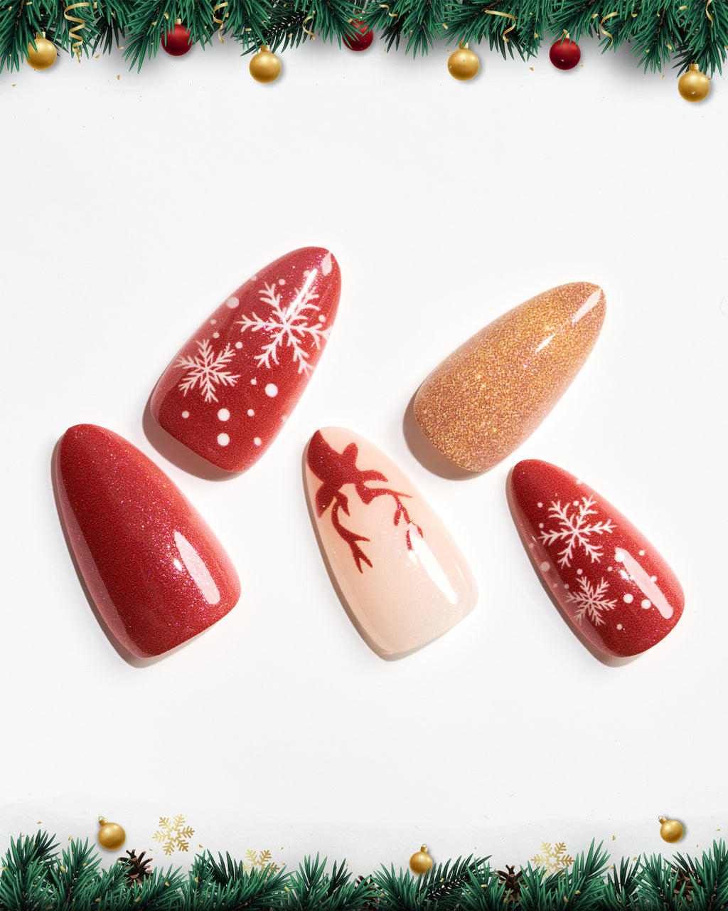 Christmas Happy/Almond|manicure|winter|snowflake|christmas|christ