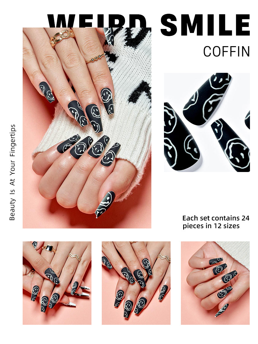 ioo Dark Weird Series Funny Contrast Color Smudged Handmade Wearable Nail  Punk Unisex Style Short Nail