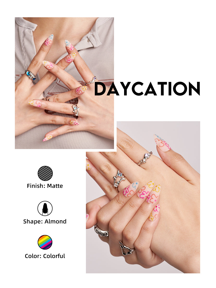 Daycation/Stiletto|manicure |nude|colourful|matte|stiletto|medium ...