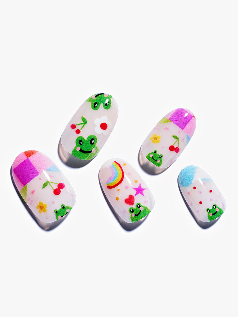 Frog House|manicure|colourful|glossy|oval|medium|cartoon|daily ...