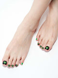toe nails/Green Checkerboard