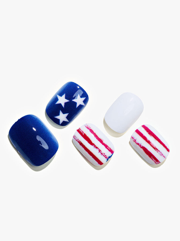 Hope Comes|manicure|independence day|red|blue|glossy|squoval|short ...