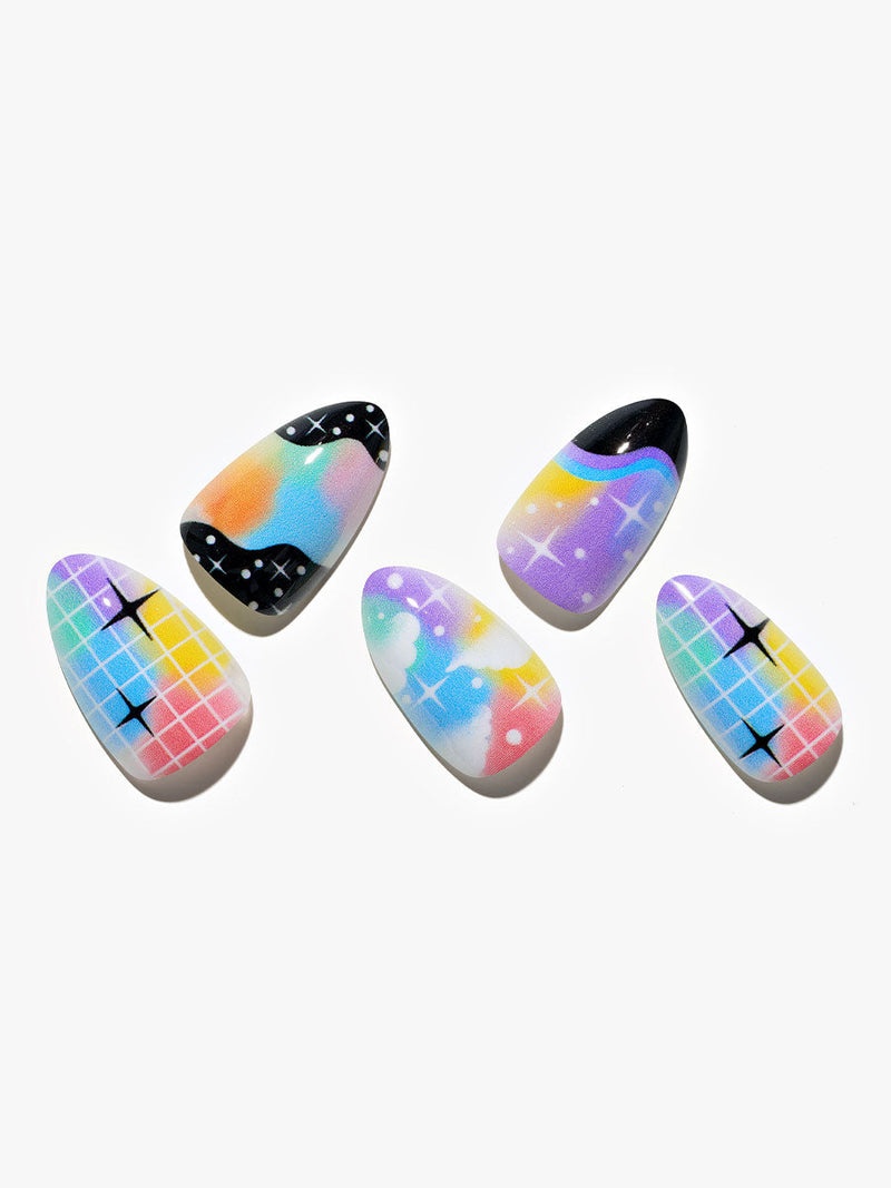 Rainbow Space|manicure|rainbow|star|colourful|glossy|almond|short ...