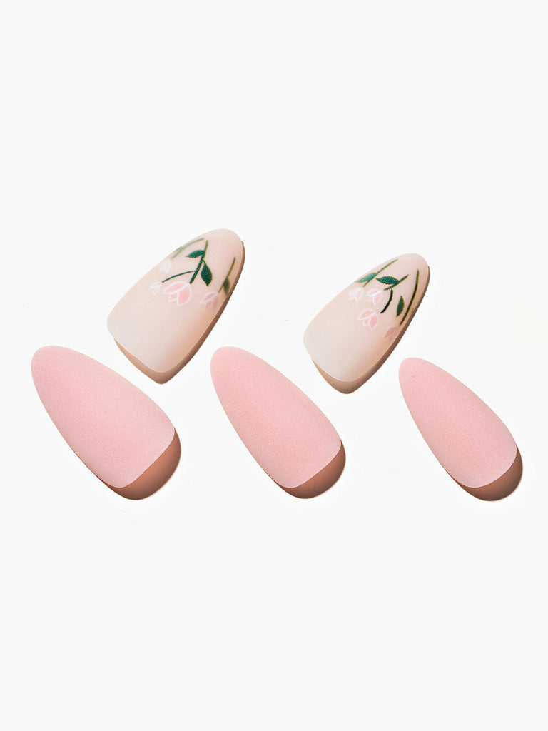 Spring Romance/Almond|manicure|flower|pink|matte|almond|medium|nature ...