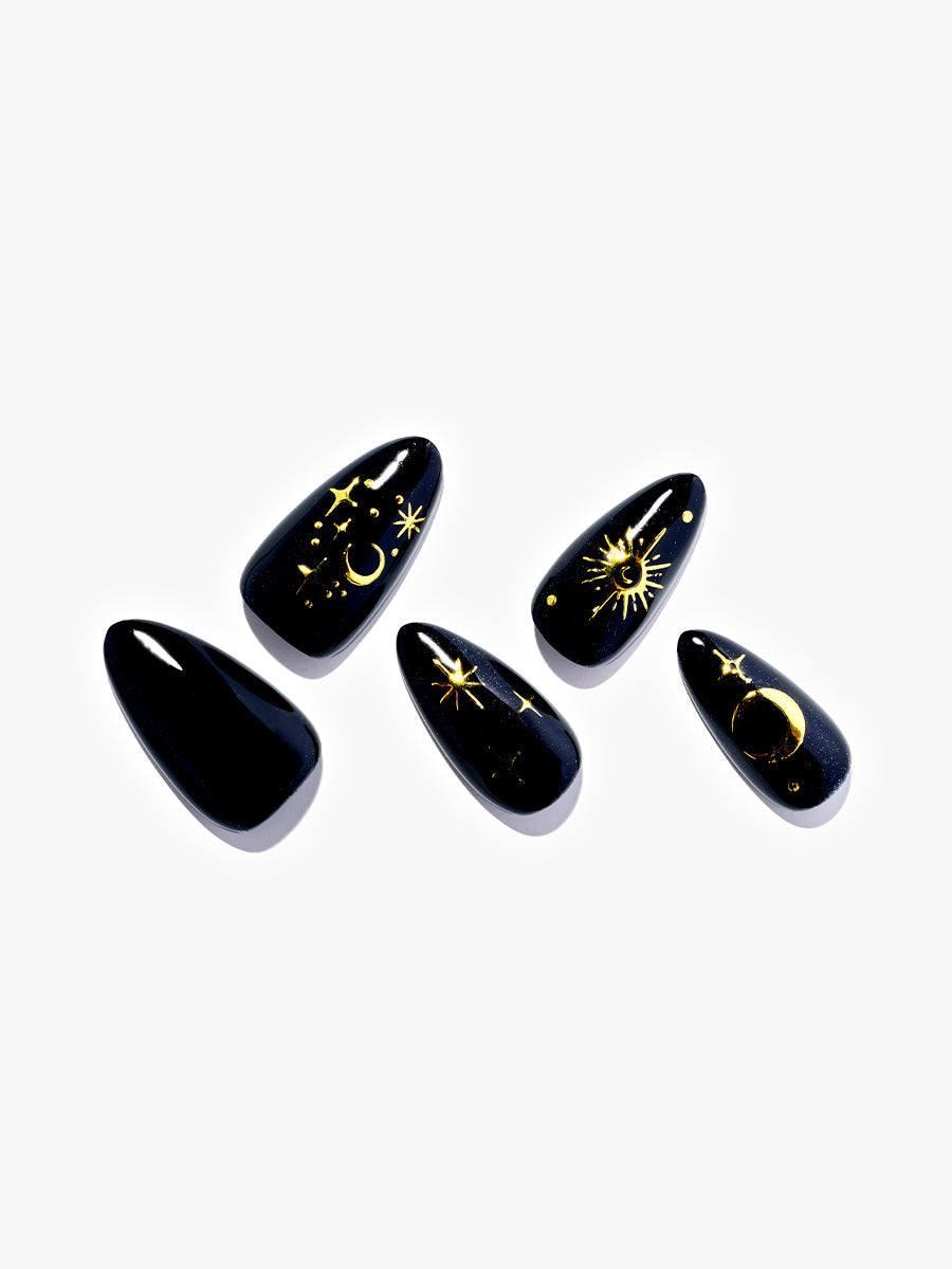 Moonstone Magic (Handmade)|manicure|moon&star|real nail gel|black ...